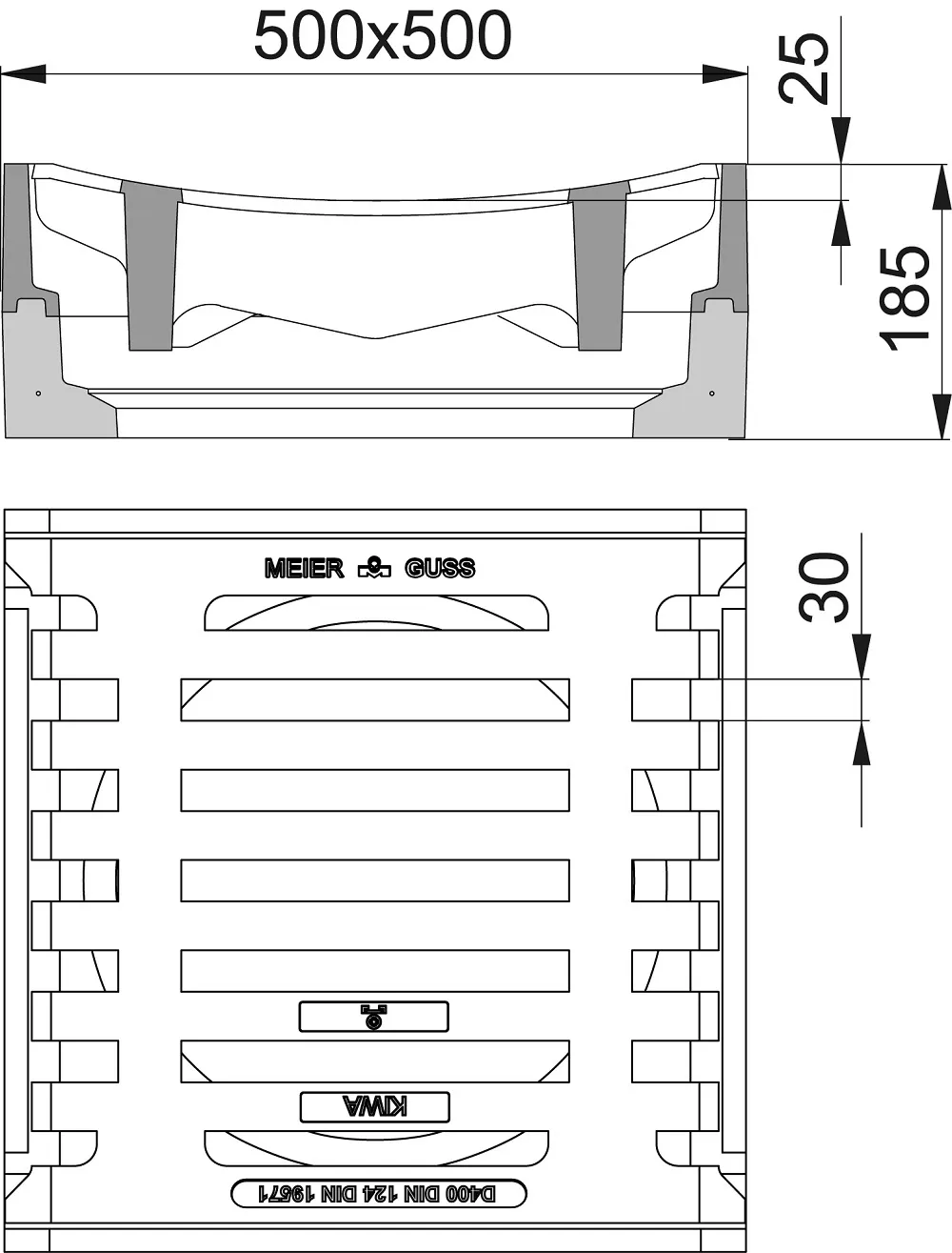 BETON-GUSS-AUFSATZ KL.D400 RINNE
