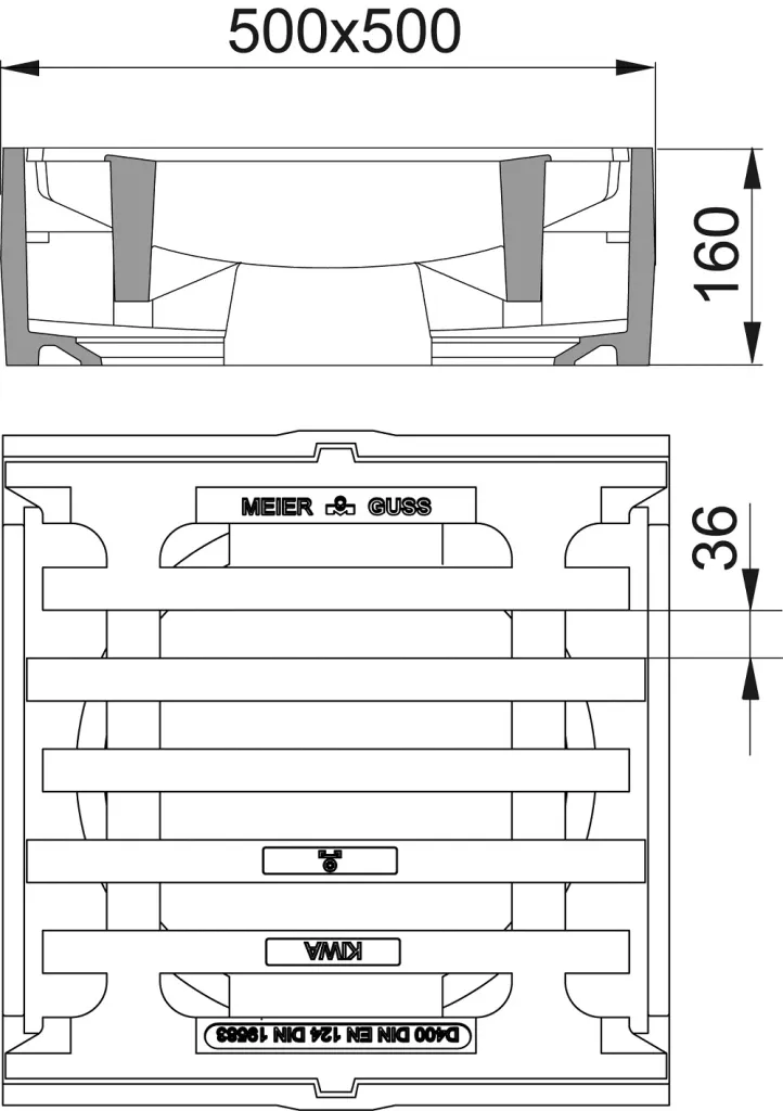 GUSS-AUFSATZ 500/500MM KL.D400 PULT