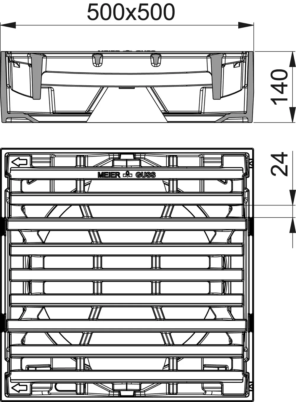 GUSS-AUFSATZ 500/500MM KL.D400 PULT
