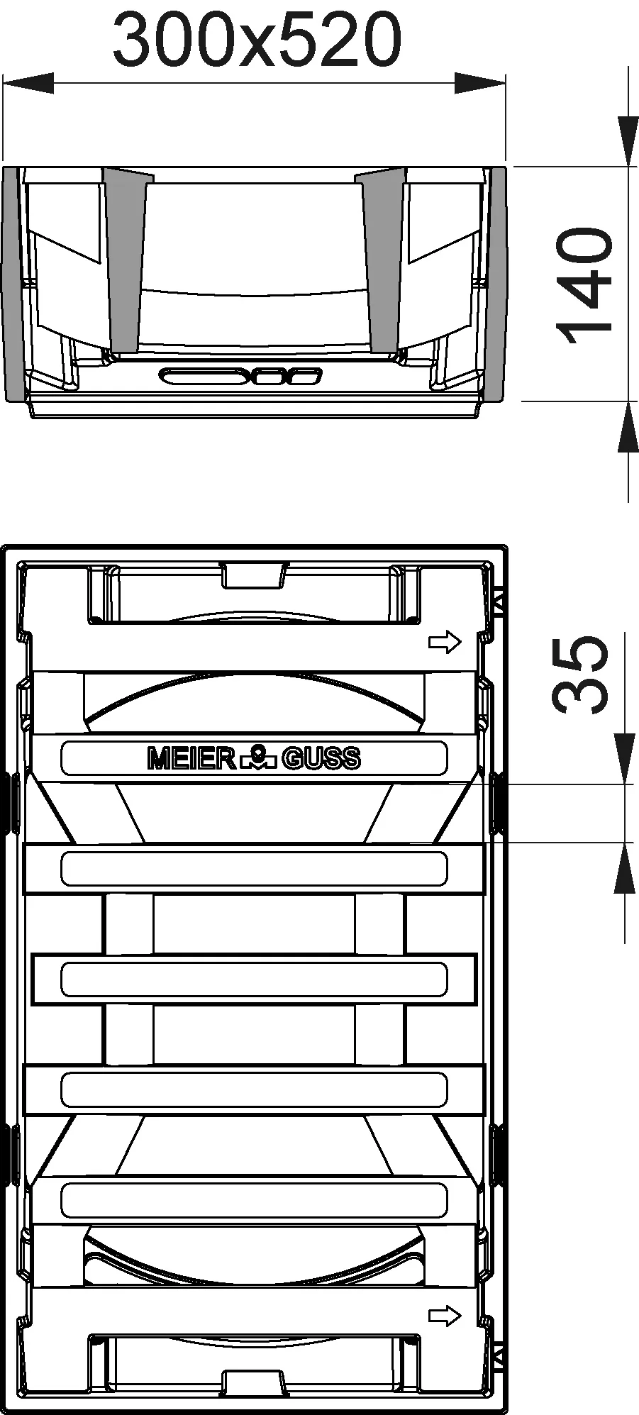 GUSS-L&Auml;NGSAUFSATZ 305/520MM KL.D400 PULT